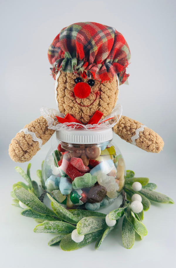 Gingerbread and Gonk Jars filled with Christmas Pick n Mix